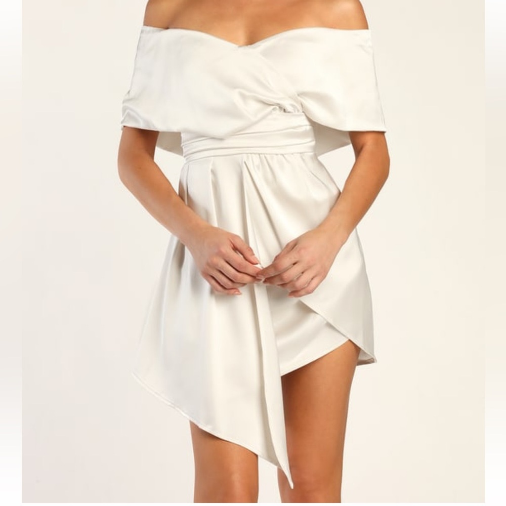 NWT Lulus Always Celebrating Ivory Satin Mini Dress